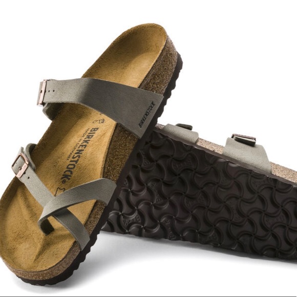 NWT Birkenstock Mayari Birko-Flor Nubuck Stone Thong Sandals - Picture 7 of 14